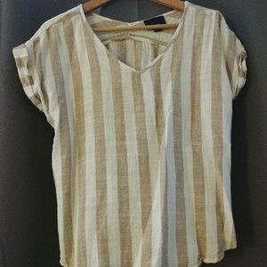 Brown and cream striped blouse